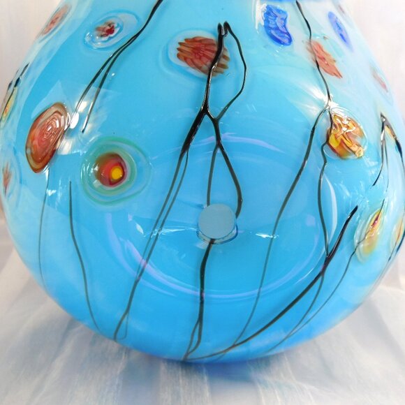 Large Blue Art Glass Millefiori Vase # 26788 - Picture 4 of 7